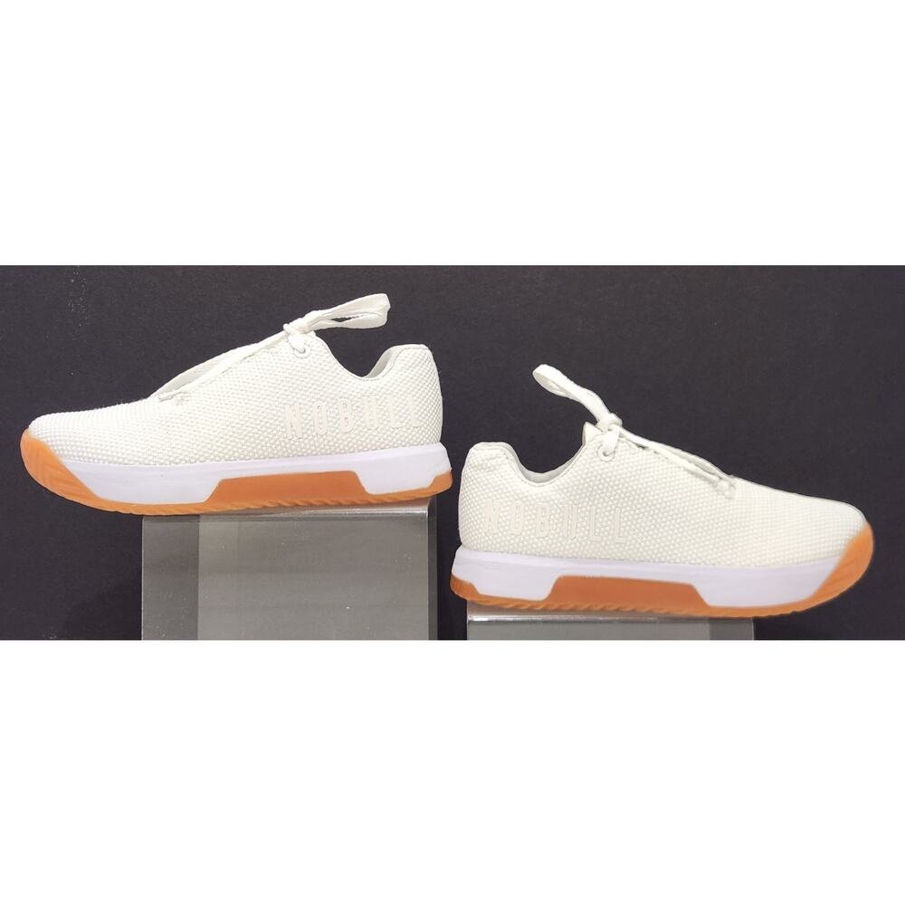 NOBULL Cream Knit Sneakers with Orange Outsole
